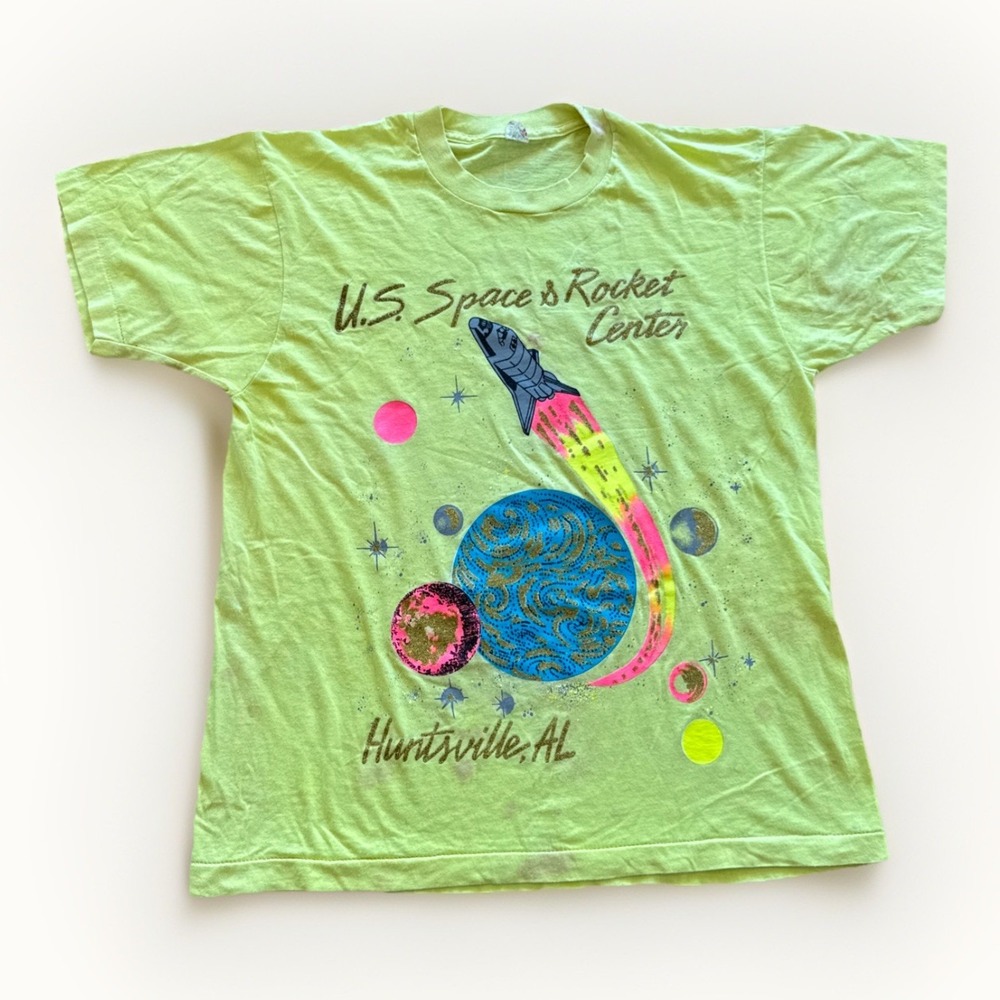 Vintage NASA Shirt‎ Mens M Huntsville Alabama 90s Yellow US Space Rocket Center